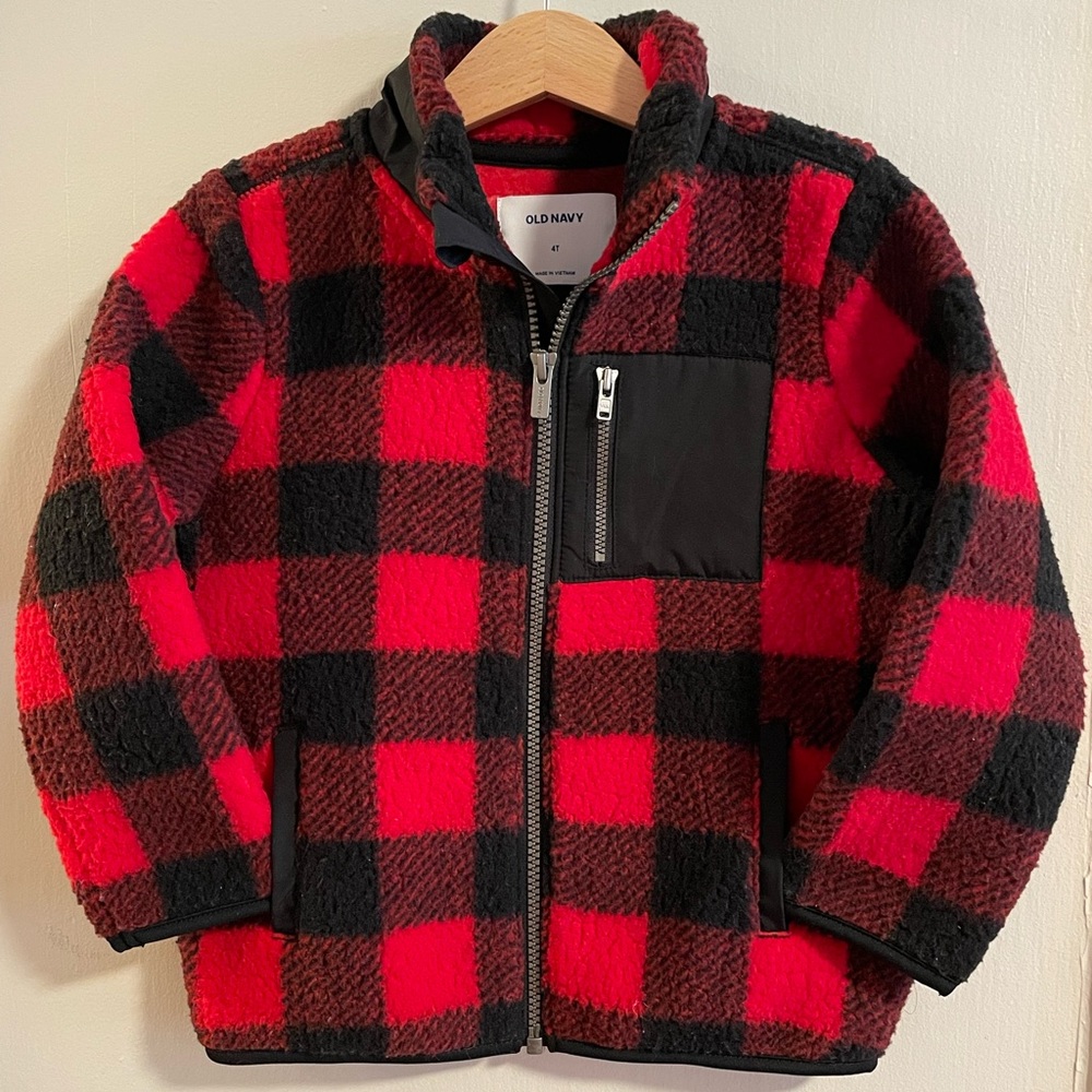 Toddler Boys Old Navy Red Buffalo Check Jacket